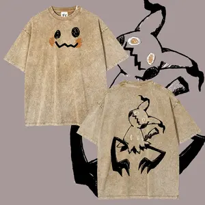 “Monsters"  Unisex Mimikyu Washed T-Shirt for Women and Men's Unisex Fit Batik Cotton Oversize Streetwear Menswear  Super Soft Pre-Shrunk, Casual Streetwear, Graphic Tees