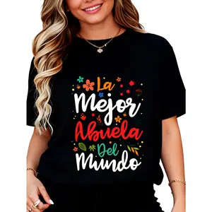 Men's Cotton Shortleeve Graphic T-Shirt - "La Mejor Abuela del Mundo" Hispanic Grandma Print, Comfortable Everyday Fashion, Planet-Focused Fit, Ideal for Mother's Day, Pair with Complementary Bottoms
