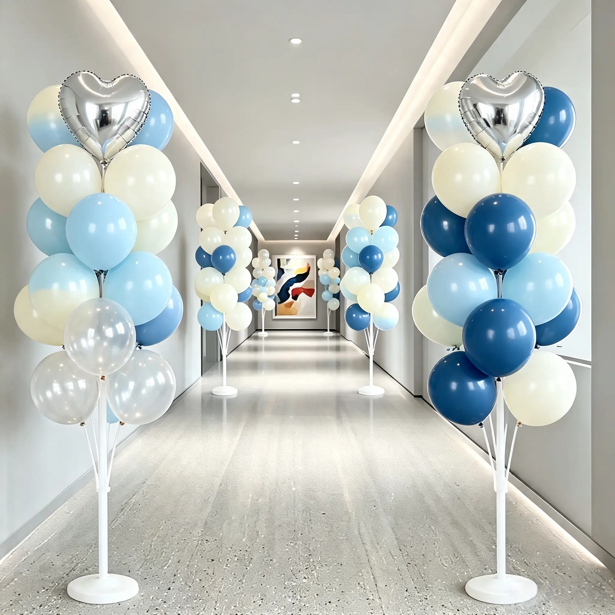 High-Top Stand Set with Water-Filled Reusable Plastic Column Base, 24 Balloons Included - Ideal for Wedding, New Year Party Decor & Arch Arrangements