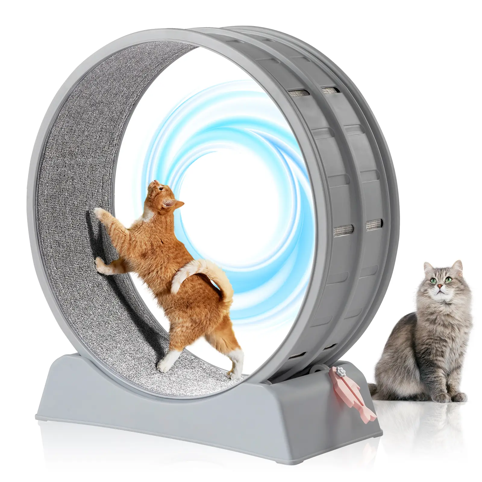 REBUYHOME Cat Exercise Wheel, 31.5 inch Cat Wheels for Indoor Cats, Cat Treadmill Wheel Exerciser with Carpeted Runway, Plastic Cat Running Wheel for