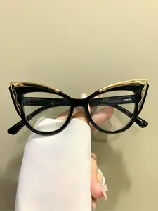 Cat Eye Frame Eyeglasses, Trendy Casual Eyeglasses for Women & Men, Fashion Eyeglasses for Work, Daily Clothing Decor, Perfect for Student Daily Use, Fashionable Frames Glasses