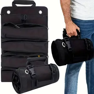 Durable Tool Bag Organizers with Detachable 6 Tool Pouches, Small Compact & Lightweight Tool Roll Up Bag for Electricians Mechanics Hobbyists