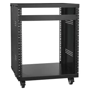 VEVOR 12U AV Rack Stand, 300 lbs Capacity, Network Stereo Recording Studio Rack with Lockable Caster Wheels Round & Square Holes, Special Vents for 19" Audio Video Musical & IT Equipment Mounting