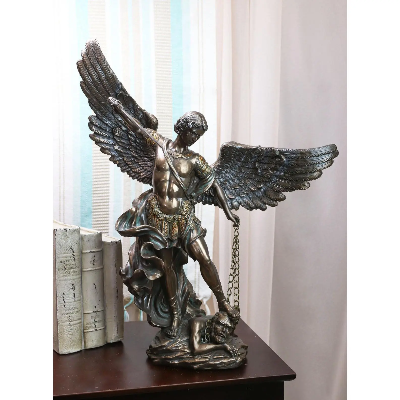Ebros Large 20"H Guardian Archangel Saint Michael Slaying Lucifer Resin Sculpture, Western Figurine for Home Decor, Collectible Statue