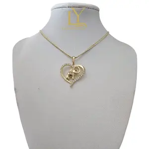 LaYaiBoutique #2498 Necklace Elefante  Corazón Oro Laminado 14k ALTA CALIDAD