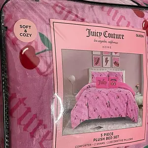 Juicy Couture Cherries Soft & Cozy Plush 5 Pc Comforter Set Queen