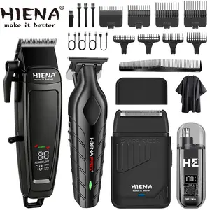 Barber-Grade 4-Piece Cordless Barber Trimmer Grooming Gift Set｜Rechargeable Beard Trimmer, LED Display & Fast Charge, All-in-One for Hair & Beard. A Premium Choice for Boyfriend/Husband
