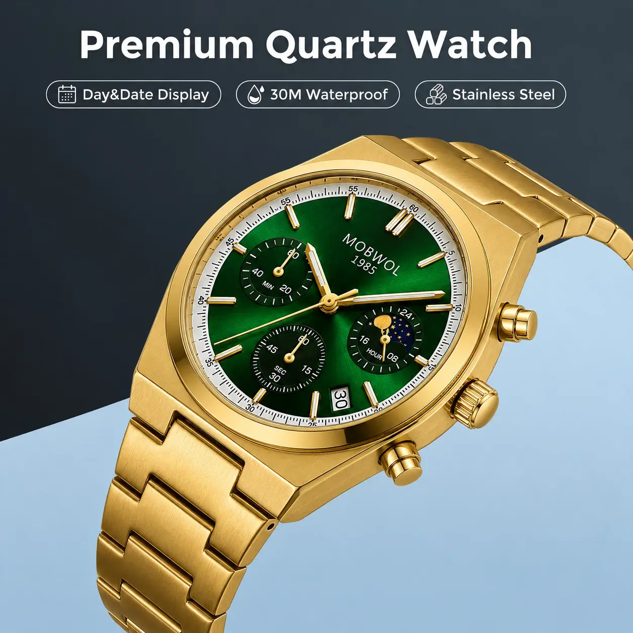 MOBWOL  Men’s Business Luxury Swiss‑Certified Watch with Night Lume and Waterproof Function — Ideal Boyfriend Birthday Gift