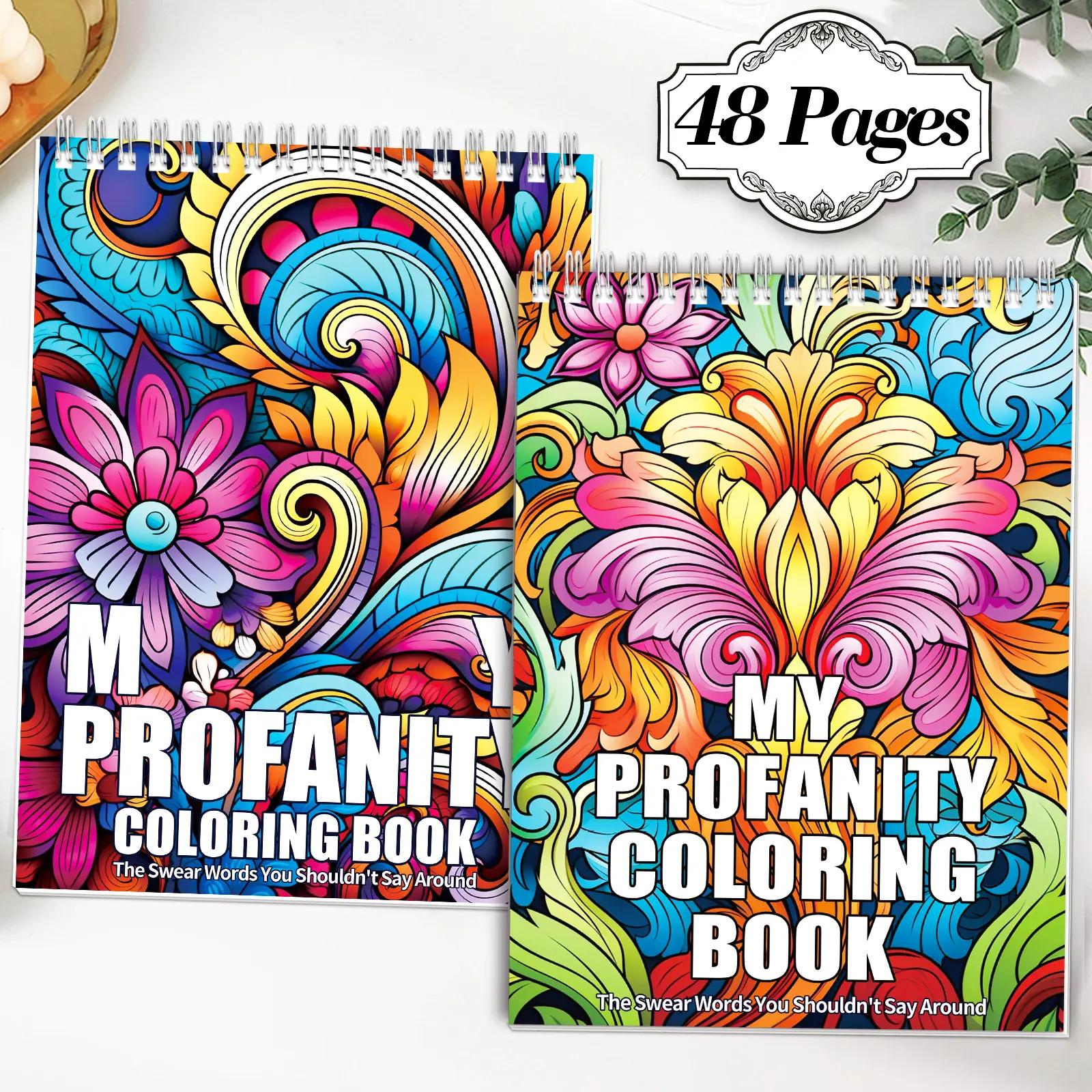2 Pack Venting Theme Coloring Book for Adults - 48 Pages, Spiral Circle Adults Coloring Book Emotions Into The Brush,  Release The Pressure Of Life, Clear Lines, Beautiful Patterns, Birthday, Anniversary Gift