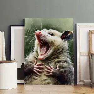 Funny Cute Opossum Aesthetic Room Artistic Wall Decor Canvas Poster Print, Cute And Vibrant Decoration Poster for Bathroom, Bedroom, Living Room, Dorm, Gaming Setup Photo