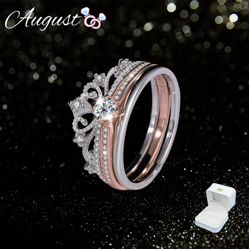 Women's Princess Crown Castle Ring - Cubic Zirconia (CZ) Interlocked Stackable Adjustable Open Love Band, Elegant Everyday Jewelry with Elegant Packaging, Interlocked Stackable Rings, Elegant Everyday Ring