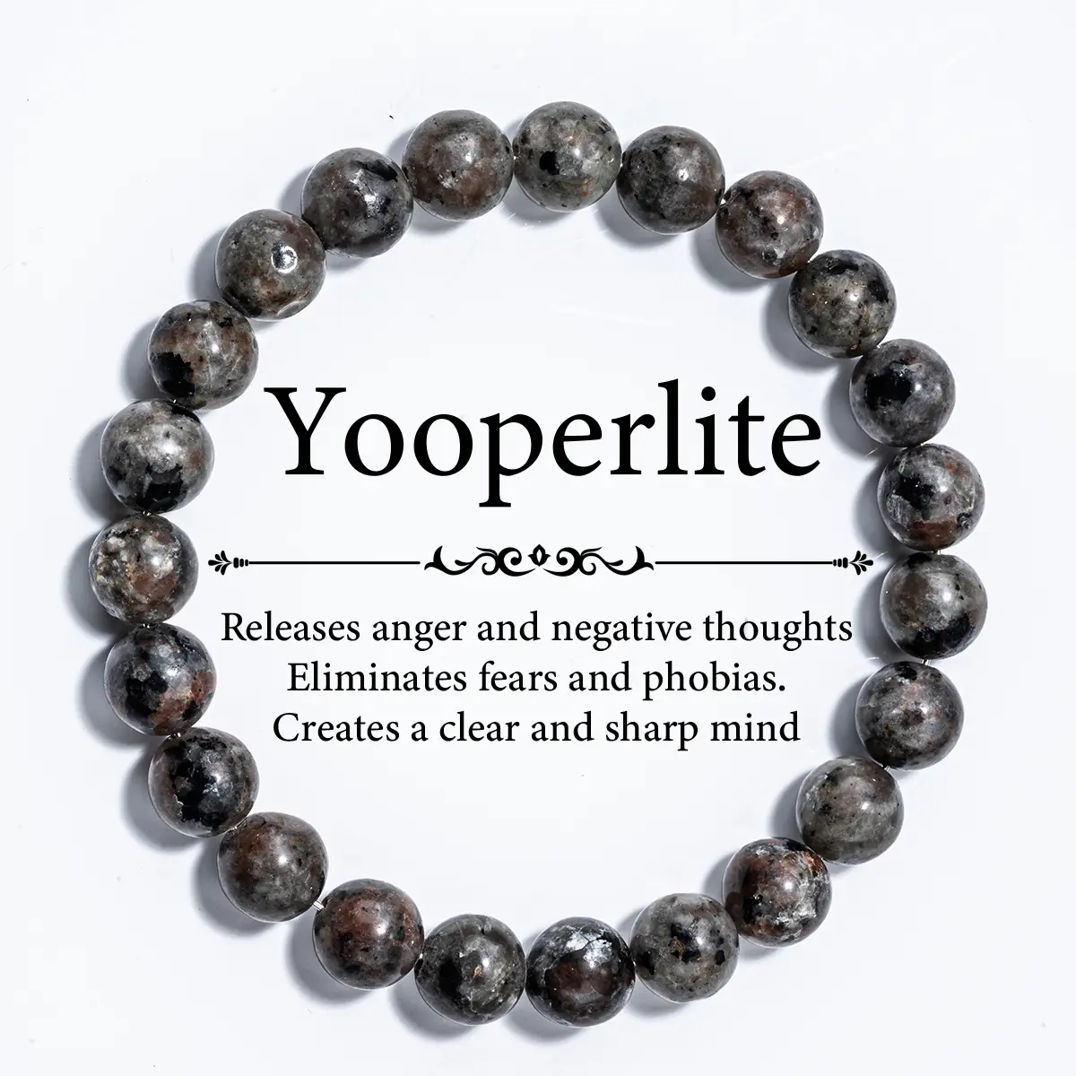 Handmade Yooperlite Beaded Elastic-Band Retro Bracelet, Unisex Adults' Confidence-Themed Gemstone Jewelry for Daily Wear, Thoughtful Accessory Gift