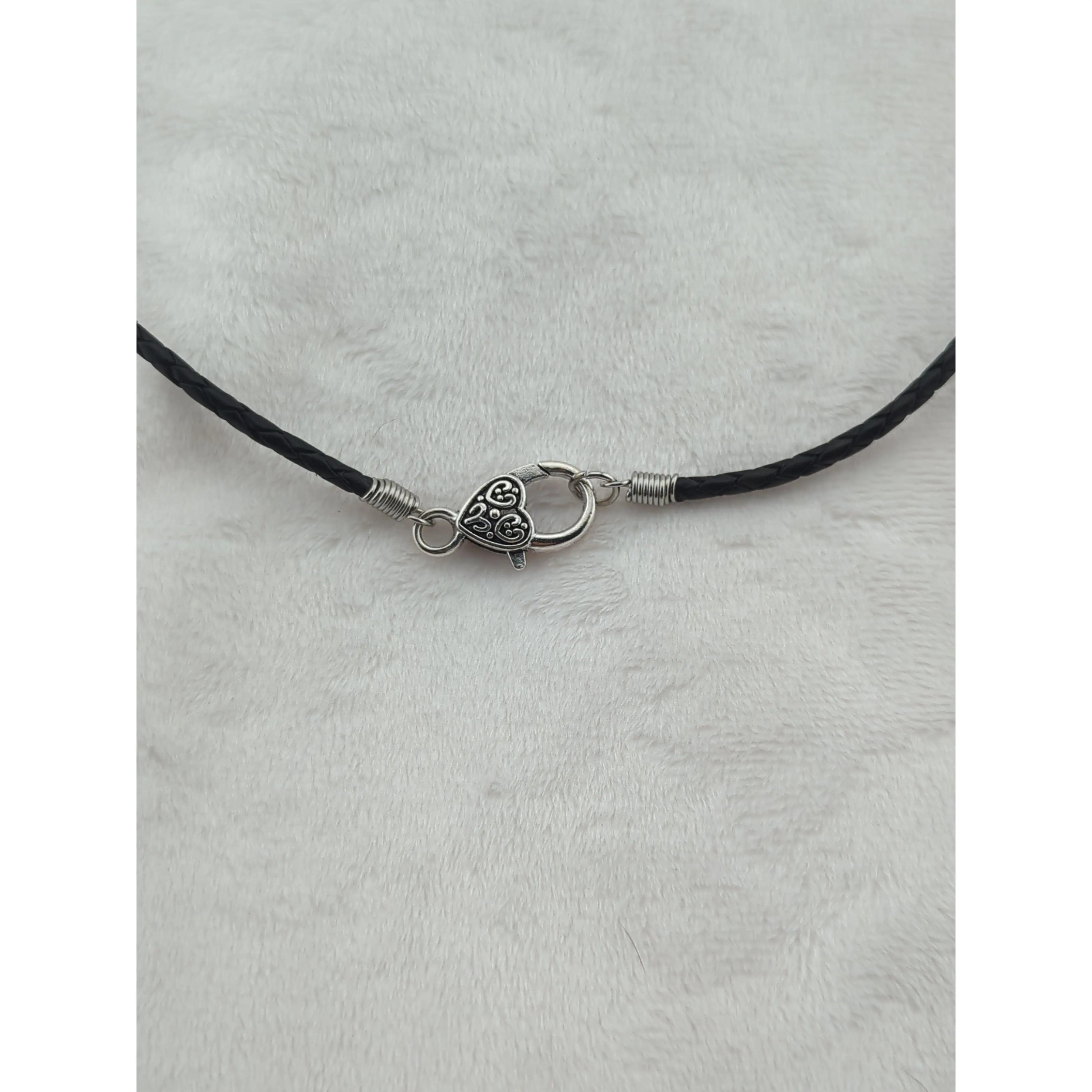 Braided Black Leather Cord Necklace for Men and Women