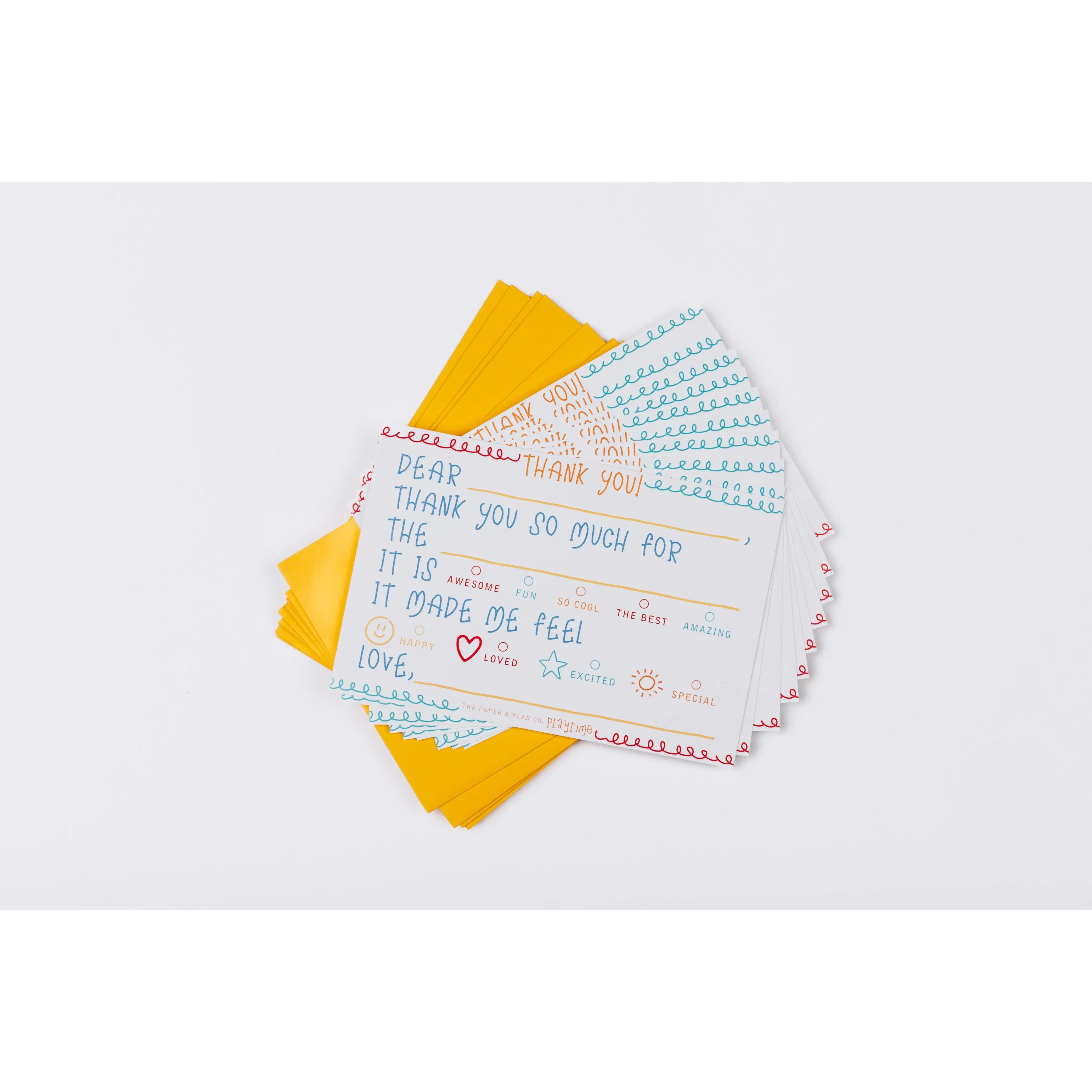 Kids Thank You Notecard Set - 10 Coordinating Envelopes & Cards for Teaching Gratitude - Made in USA - Fun & Thoughtful Way to Say Thanks