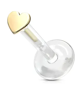 14kt Gold Heart Bioflex Labret Post