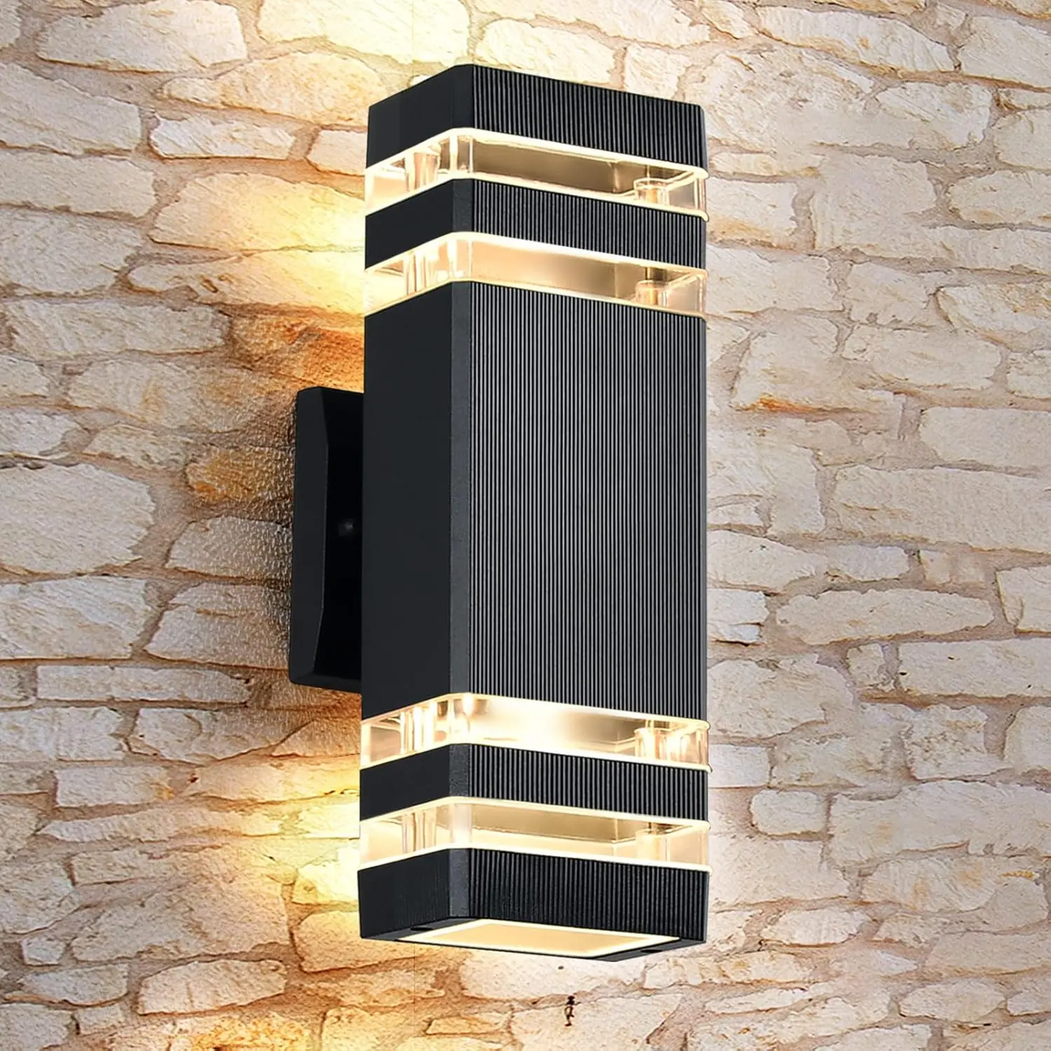 DASTOR Modern Outdoor Wall Light, Black Outdoor Light Fixture Wall Mount, Body in Aluminum Exterior Lights for House, Up and Down Lights Outdoor Sconces Wall Lighting for Porch Patio Garage