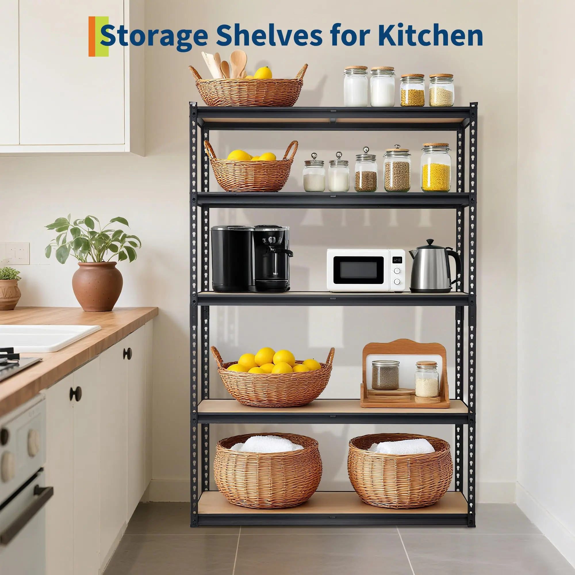 Gaomon 5-Tier 5-Layer Heavy-Duty Steel Storage Shelf, Boltless Adjustable Metal Stand Organiser, 2000 LBS Capacity, 30in L x 12in W x 60in H, Easy Installation for Garage Organization, Kitchen