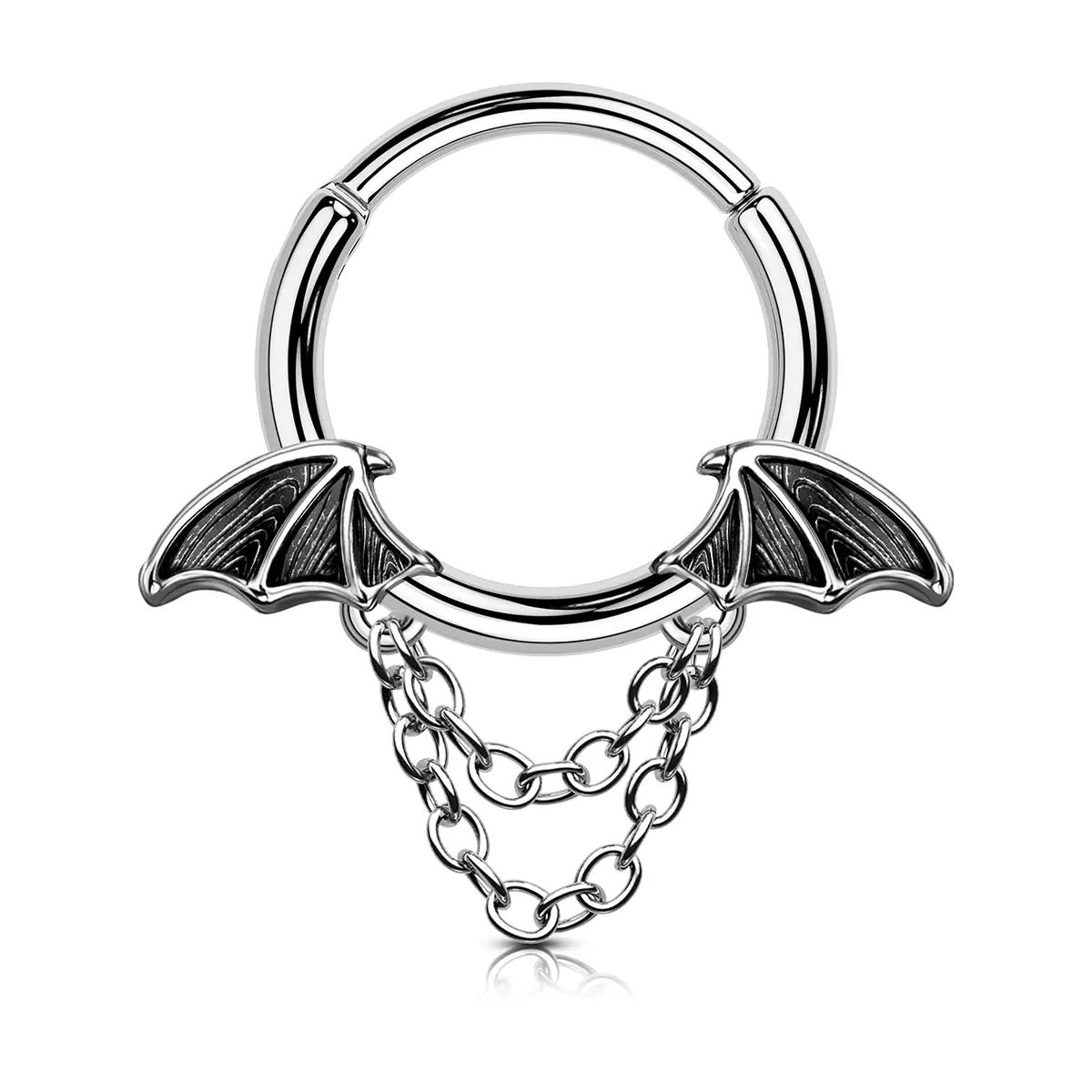 OUFER 16G Halloween Gothic Bat Wing Septum Hoop Daith Ring with Chains 316L Surgical Steel Body Piercing Jewelry for Piercing Enthusiasts