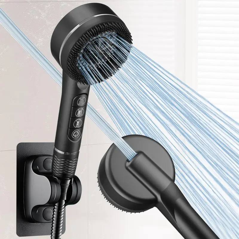Shower Head Set, Handheld Showerhead Set, 3 Counts/set Including 4-Mode Handheld Shower Head, 1.5m Hose & Punch-Free Shower Bracket, Modern Bathroom Shower Equipment, Shower Head With Handheld, Shower Head Combo