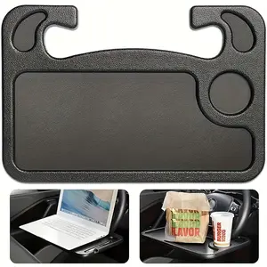Car Steering Wheel Tray Mount 2 in 1 Laptop Desk with Cup Holder, ABS Material Car Storage Organizer for Office Dining Reading, Fits Most Sedans Trucks SUV, Stable & Compact Car Accessories