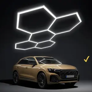 Dimmable Hexagonal lamp Garage Lights 3 Color changes 6000K/4000K/3000K BarberShop 85-265V Honeycomb shaped LED tube for Gym office Barbecue Store Workshop Car Details Garage Ceiling Lighting Multiple application scenarios 110/230V