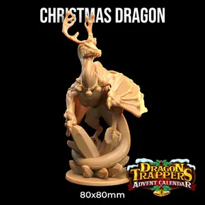 Christmas Dragon Christmas Advent Calendar | The Dragon Trappers Lodge |32mm Scale | Miniature TTRPG Mini DnD Dungeons Dragons Wargame