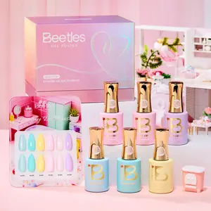 Beetles Gel Nail Polish Set - 6 Colors Hema-Free Gel Nail Kit Spring Pink Yellow Blue Glitter Shimmer Soak Off UV LED DIY Gel Nail Art Gifts for Women