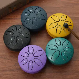 3-inch 6-tone Steel Tongue Drum, 1 Count Portable Mini Steel Drum with Drumsticks, Professional Percussion Instrument for Beginners
