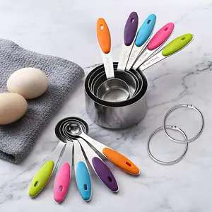 Stainless Steel Measuring Cup & Spoon Set, Including Measuring Cup & Spoon & Brush & Scraper, Kitchen Measuring Utensils for Baking & Cooking, Bakeware, Baking Supplies