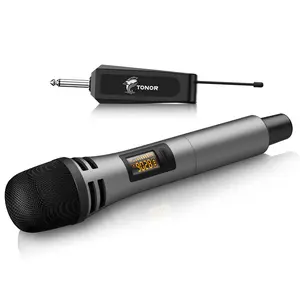 TONOR TW310 Wireless Microphones UHF Handheld Cordless Dynamic Mic with Rechargeable Receiver for Karaoke, Singing, Party, Wedding, DJ, and Church Use Audio Metal