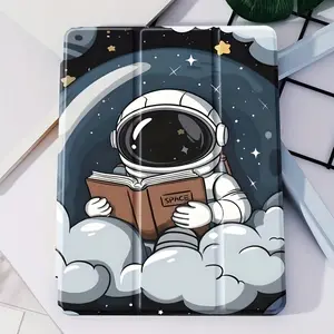 Anime Reading Astronaut Pattern Tablet Case with Pen Slot and Four-Corner Shockproof Protection,Suitable for iPad Mini, Air, Pro 4,5,6,7(2017,2018,2019,2020,2021,2022,2023,2024,2025 models),and SamsungS6,7,8,9,10FE + A7 LTE tablet cases