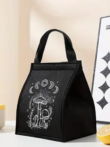 Mushroom Pattern Lunch Bag, Cooler Bag, Portable Insulated Lunch Bag, Lunch Box Handbag for Women & Men, Casual Lunch Bag for School, Office, Camping, Picnic, Insulated Lunchbox Cooler, Durable Lunch Bag