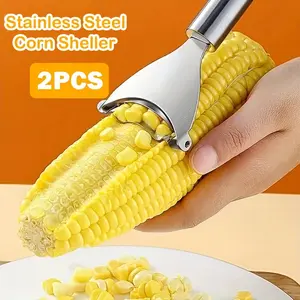 2PCS Stainless Steel Corn Stripper, Quick Corn Kernel Remover, Easy-to-Use Safe Kitchen Utensil Peeler Gadget