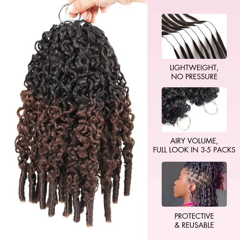 QVR #1B/4 Burmese Curly Crochet Hair Natural Black Machine Made Feather Crochet Human Hair Extension TikTokShopHolidayHaul