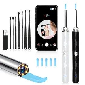 Smart Visual Ear Pick with Built-In Camera, 5 Replaceable Silicone Tips, WiFi Connectivity, Travel Portable Visual Earwax Cleaner Kit