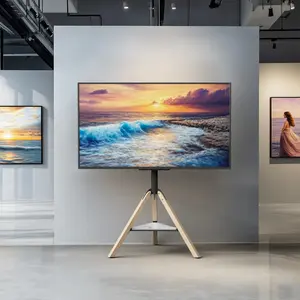 TV Floor Stand for 40”-75” Height Adjustable Swivel Tripod TV Stand w/ Shelf, VESA 600*400mm