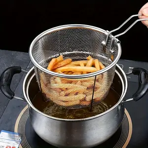 1pc Stainless Steel Frying Net, Fence, Noodle Spoon, Frying Net, Frying Basket, Frying Leaky Net - Upgrade Your Kitchen with This Foldable Frying Strainer Basket