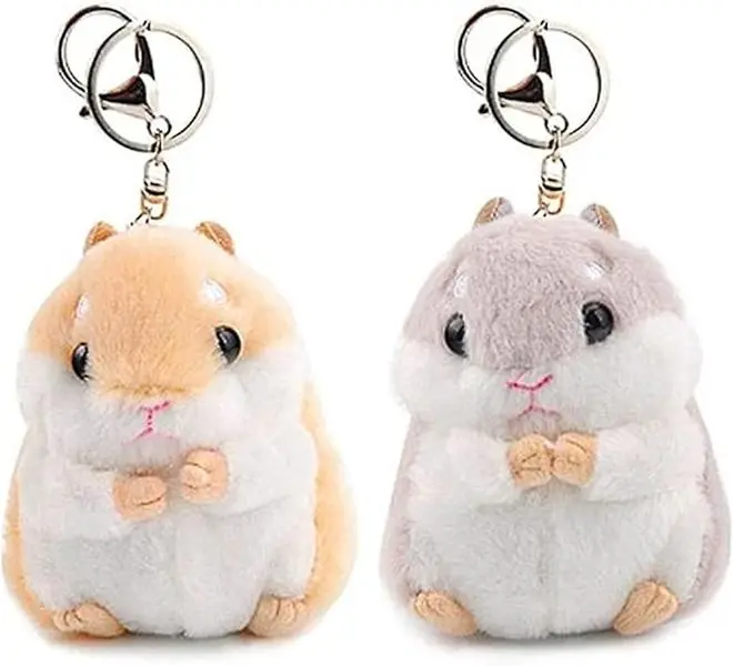 2 Pack Plush Hamster Keychains - Stuffed Animal Keyring Pendants, Purse Accessories, Tools & Hardware Hand Tools Accessory