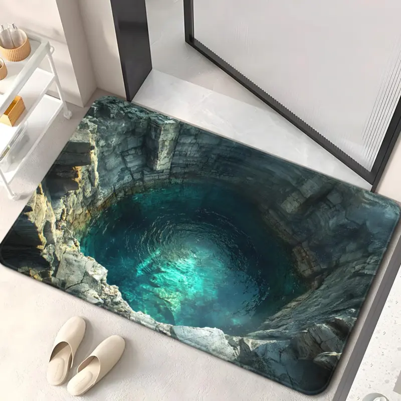 Super Anti-slip Water-absorbent Diatomaceous Earth Bath Mat HD Printed Door Mat Absorbent Machine Washable Diatom Mud Mat for Bedroom Living Room Entrance Mat Camping Picnic Rugs Yoga Mat 3d hole carpet ultra-fine fiber floor mat