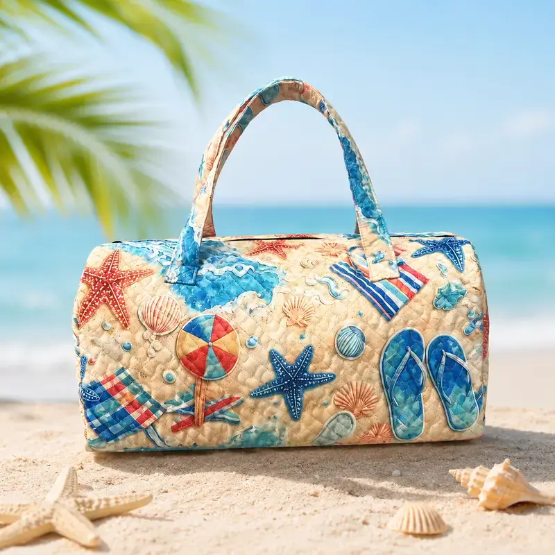Unisex Boho Coastal Beach Quilted Weekender Travel Duffle Bag - Lightweight, Comfortable Hippie Design Carry On Tote for Summer Vacation (Sports & Outdoor Gym Accessory), Beach Bag, Travel Bag