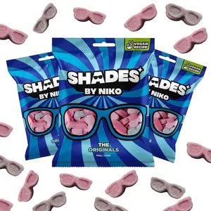 Shades by Niko Vegan Sweets 150g - The Originals Plant-Based Gummy Candy No Gelatin Natural Fruit Flavours Gluten-Free Dairy-Free Snack 3 Pack