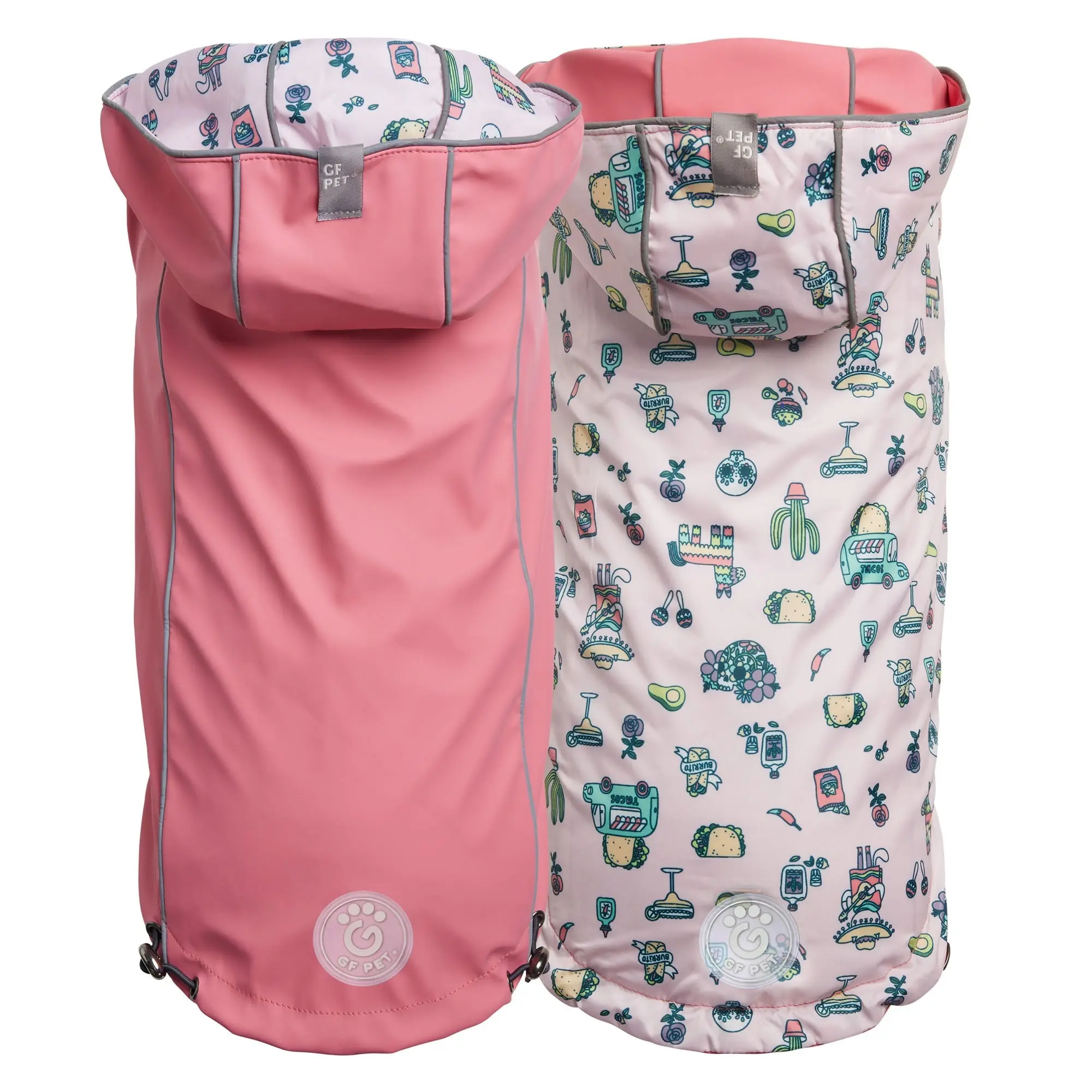 GF PET® Elasto-FIT® Reversible Waterproof Dog Raincoat with Hood Pink/Pink