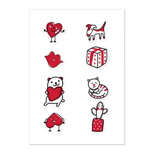 Red and White Heart theme Sticker sheet