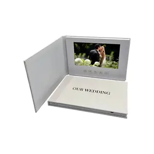Popular of linen 7 inch for election hardcover interactive memories photo book and video brochure white Box Decor Frame Wooden Light
