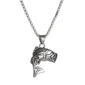 Large-mouthed Bass Necklace, Fisherman Leaping Bass Pendant, Fishing Amulet