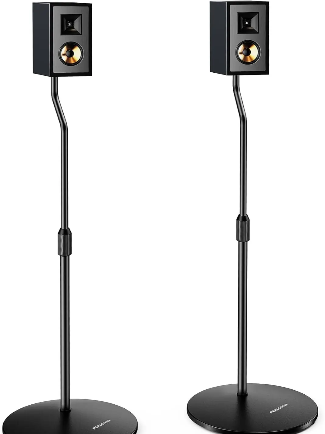 Perlegear Adjustable Speaker Stands (28”–38”) – Tool-Free Setup for Bookshelf, Satellite & Studio Speakers up to 5lbs, Perfect for Surround Sound!