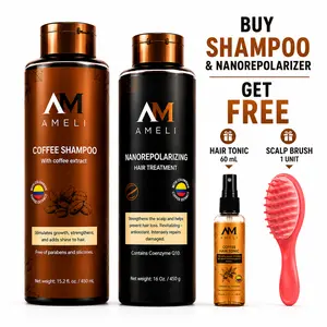 Complete Hair Care System | Coffee Shampoo + Nano Repair Treatment | Free Hair Tonic & Scalp Brush | AMELI