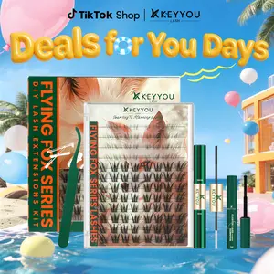 KEYYOU Flying Fox Lash Clusters Kit Volume DIY Lash Extension Kit  Siren Eyes Cat Eye Lash Extension Kit Waterproof Long-Lasting Cluster Lashes  #DealsForYouDays