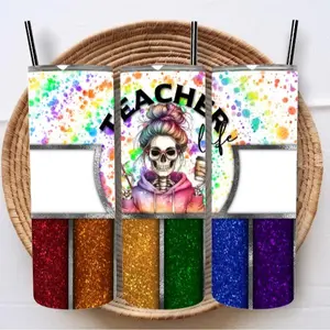Teacher Life rainbow glitter tumbler 20oz