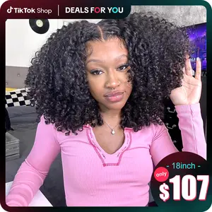 Reshine Bleached Knots Kinky Curly Wear Go Glueless Human Hair Wigs Pre-cut HD Lace Wigs 180% Density Curly Hair Wigs For Beginners #TikTokShopBacktoSchool